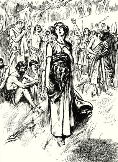 La regina Boadicea e i suoi soldati (litografia) da English School