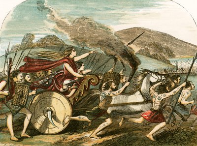 La regina Boadicea guida i Britanni contro i Romani da English School