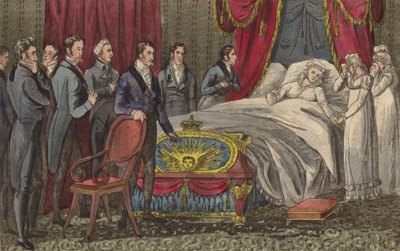 La regina Carolina sul letto di morte, Brandenburg House, Hammersmith, Londra da English School