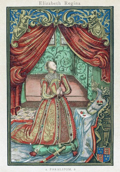 Regina Elisabetta I in preghiera, frontespizio di 