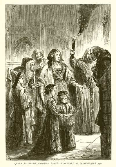 La regina Elisabetta Wydville che prende rifugio a Westminster, 1471 da English School