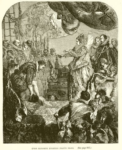 La regina Elisabetta nomina cavaliere Francis Drake da English School