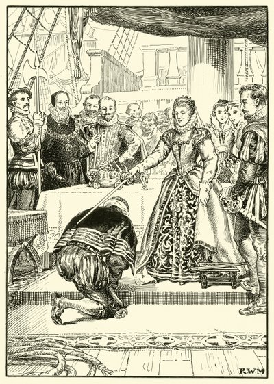 La Regina Elisabetta a Bordo del Golden Hind da English School