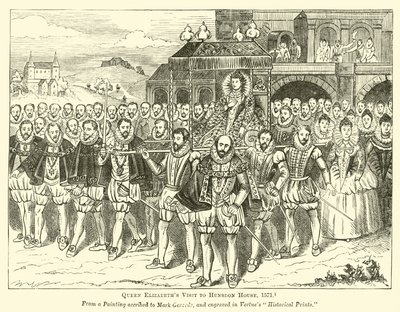 Visita della Regina Elisabetta a Hunsdon House, 1571 da English School