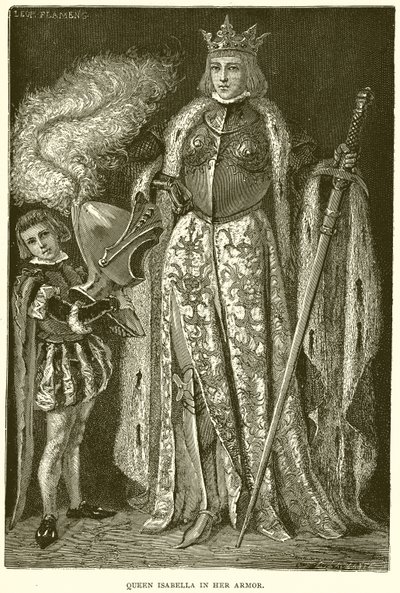 La regina Isabella nella sua armatura da English School