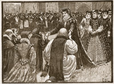 La regina Maria e i prigionieri di stato nella Torre, illustrazione da Cassells Illustrated History of England da English School
