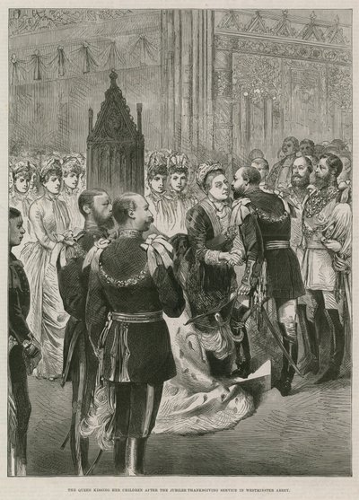 La regina Vittoria che bacia i suoi figli da English School
