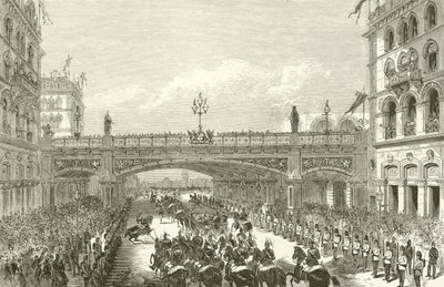 La Regina Vittoria inaugura il Viadotto di Holborn, 1869 da English School