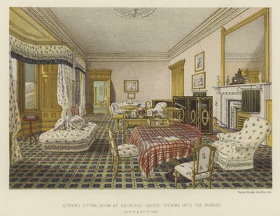 Sala di seduta della Regina Vittoria al Castello di Balmoral, che si apre nella stanza del Principe da English School