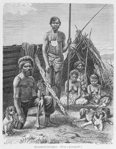 Aborigeni del Queensland, inciso da una fotografia di E. Krell, da 