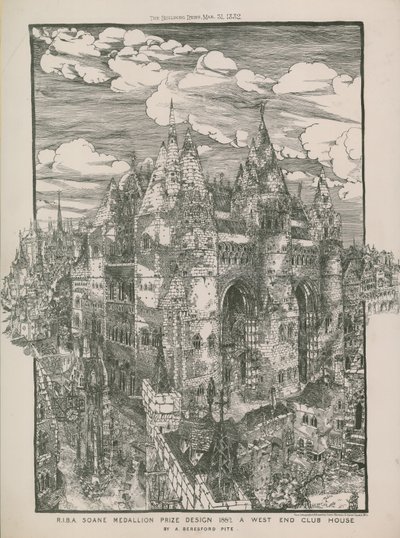 RIBA Soane Medallion premio design 1882 - Una club house del West End di A Beresford Pite da English School