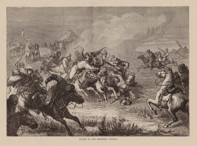 Corsa nelle steppe del Kerghese (incisione) da English School