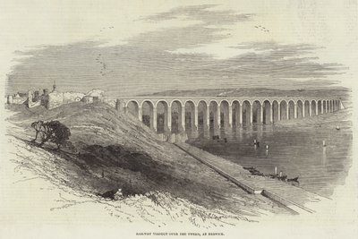 Viadotto ferroviario sul Tweed, a Berwick (incisione) da English School