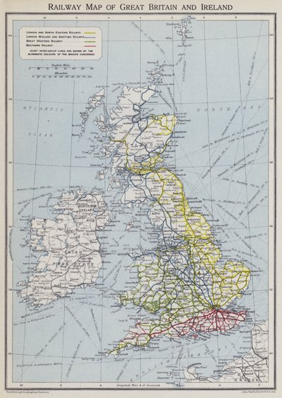 Mappa ferroviaria della Gran Bretagna e Irlanda da English School