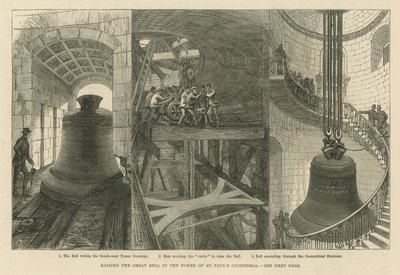 Sollevamento della grande campana nella torre della Cattedrale di San Paolo da English School