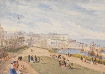 Ramsgate, West Cliff, 1857 (acquerello su carta) da English School