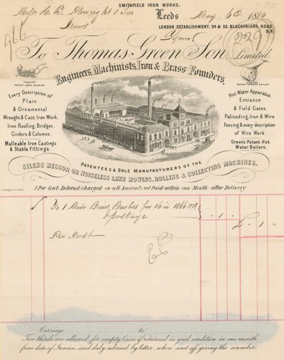 Ricevuta per Thomas Green & Son Limited da English School