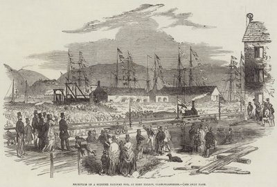 Ricevimento di una Barra Ferroviaria Gigante, a Port Talbot, Glamorganshire (incisione) da English School