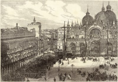 Accoglienza delle truppe italiane davanti alla Cattedrale di San Marco da English School