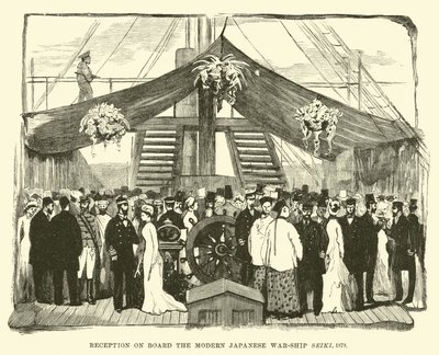 Accoglienza a bordo della moderna nave da guerra giapponese Seiki, 1878 da English School