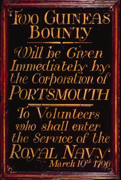 Tabellone di reclutamento per la Royal Navy, 10 marzo 1796 da English School