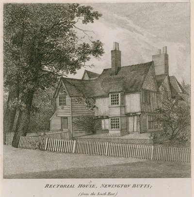Casa Rettorale a Newington Butts, Southwark, Londra, vista da sud-est da English School