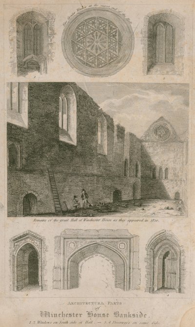 Resti della grande sala della Casa di Winchester, Bankside da English School