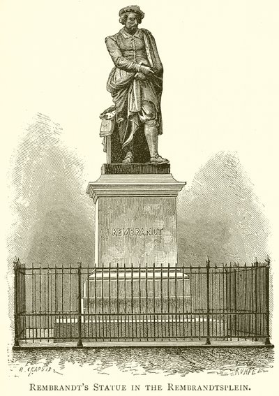 Statua di Rembrandt nel Rembrandtsplein da English School