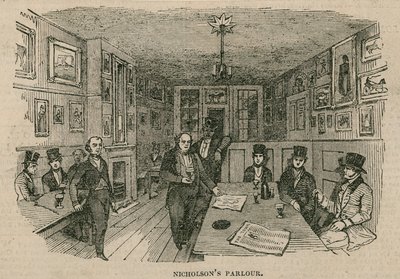 Salotto di Renton Nicholson, Garricks Head Hotel, Bow Street, Londra da English School