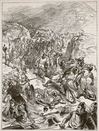 Respingimento degli inglesi a Corwen, illustrazione da Cassells Illustrated History of England da English School