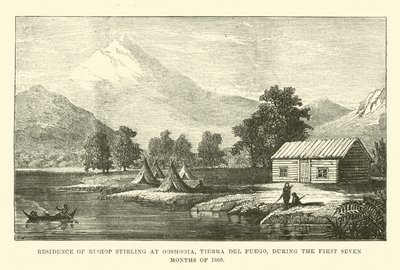Residenza del vescovo Stirling a Ooshooia, Terra del Fuoco, durante i primi sette mesi del 1869 da English School