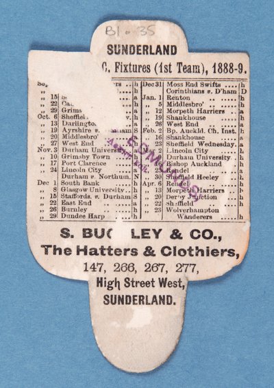 Retro di Non può essere battuto. Gioca su Sunderland. Cappelli Buckleys da English School