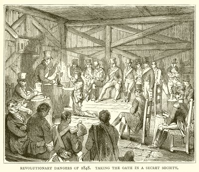 Pericoli rivoluzionari del 1848. Giuramento in una società segreta da English School