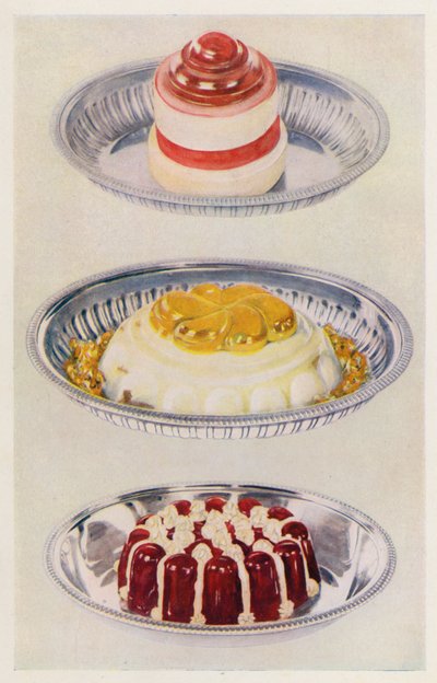 Gelatina a nastro; Budino di Venere; Gelatina di vino e crema da English School