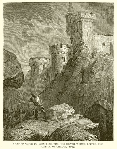 Riccardo Cuor di Leone riceve la ferita mortale davanti al castello di Chaluz, 1199 da English School