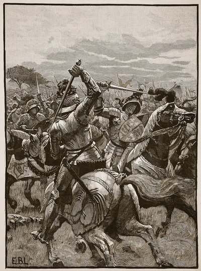 Riccardo III nella battaglia di Bosworth, illustrazione da Cassells Illustrated History of England da English School