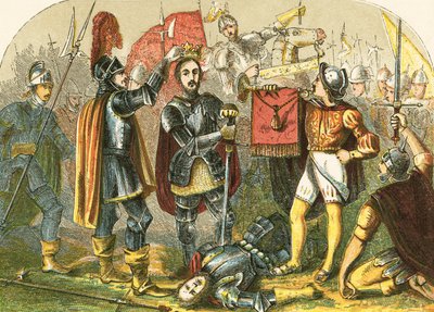 Richmond incoronato dopo la battaglia di Bosworth Field da English School