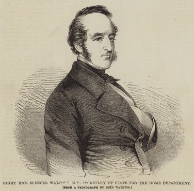 Onorevole Spencer Walpole, MP, Segretario di Stato per il Dipartimento degli Interni (incisione) da English School