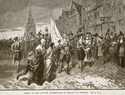 Rivolta degli apprendisti di Londra a favore di Carlo, illustrazione da Cassells Illustrated History of England da English School