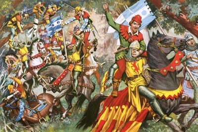 Robin Hood che attacca i soldati normanni da English School