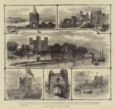 Castello di Rochester, Kent (incisione) da English School