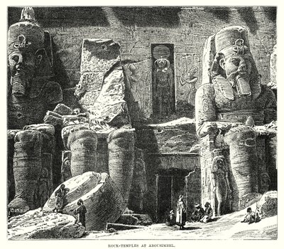 Templi rupestri di Abousimbel (incisione) da English School