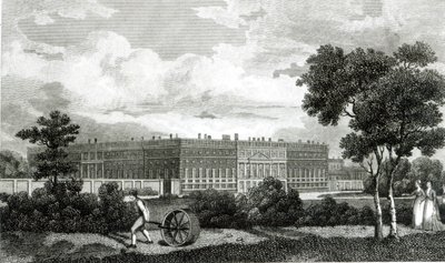Rullare i prati a Hampton Court Palace, 7 marzo 1807 da English School