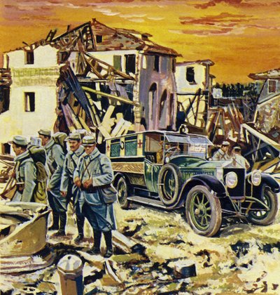 I veicoli Rolls-Royce erano blindati e ampiamente utilizzati durante la Grande Guerra da English School
