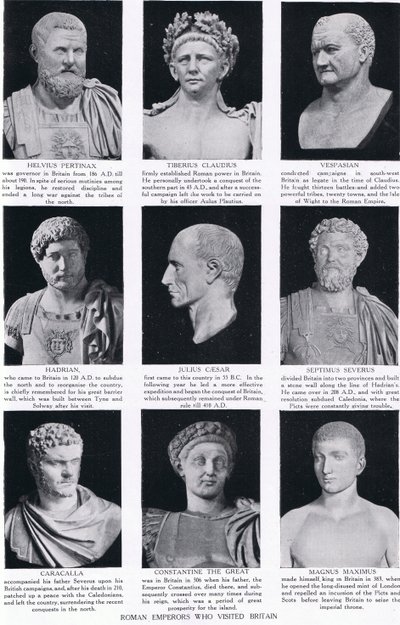 Imperatori romani che visitarono la Britannia, illustrazione dalla Storia delle Nazioni di Hutchinson, c.1910 da English School