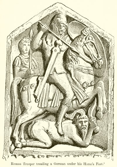Cavaliere romano che calpesta un germanico sotto i piedi del suo cavallo da English School