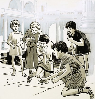 Bambini romani che giocano a biglie da English School