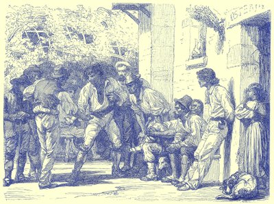 Romani che giocano a Mora, illustrazione da Viaggi Illustrati, a cura di H. W. Bates, pubblicata c.1880 da English School