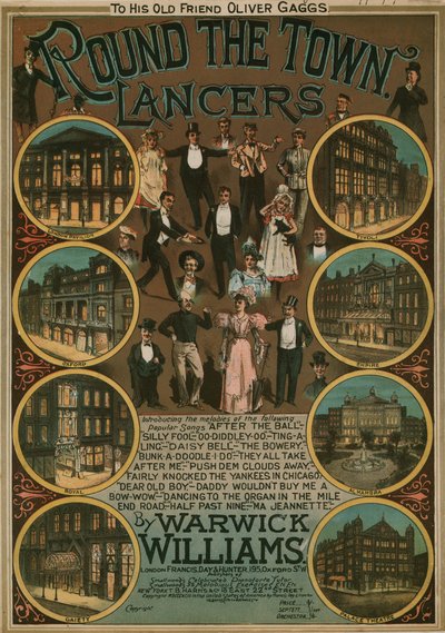 Round the Town Lancers di Warwick Williams; spartito musicale da English School