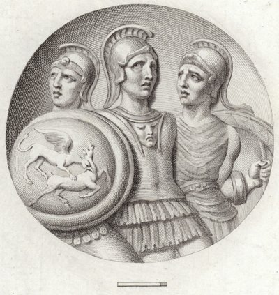 Medaglione raffigurante tre soldati romani da English School
